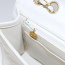 CHANEL Matelasse Chain Shoulder Bag Leather White Gold CC Auth 107700-26