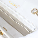 CHANEL Matelasse Chain Shoulder Bag Leather White Gold CC Auth 107700-27