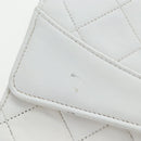 CHANEL Matelasse Chain Shoulder Bag Leather White Gold CC Auth 107700-28