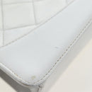 CHANEL Matelasse Chain Shoulder Bag Leather White Gold CC Auth 107700-29