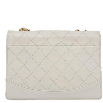 CHANEL Matelasse Chain Shoulder Bag Leather White Gold CC Auth 107700 - 0