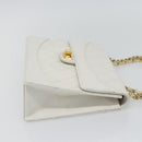CHANEL Matelasse Chain Shoulder Bag Leather White Gold CC Auth 107700-4