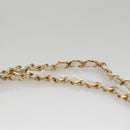 CHANEL Matelasse Chain Shoulder Bag Leather White Gold CC Auth 107700-14