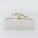CHANEL Matelasse Chain Shoulder Bag Leather White Gold CC Auth 107700-5
