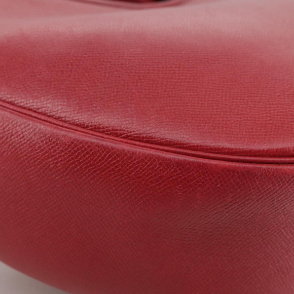 HERMES Foley Cognac Shoulder Bag Leather Red Auth 107703