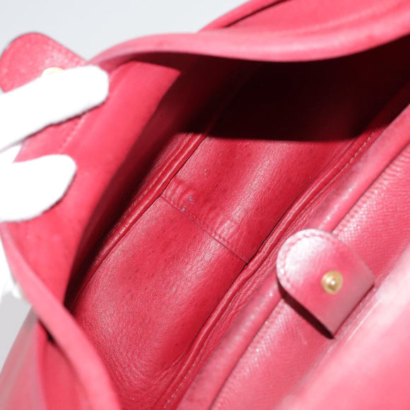 HERMES Foley Cognac Shoulder Bag Leather Red Auth 107703