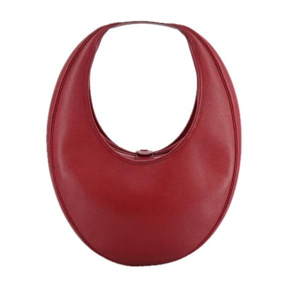 HERMES Foley Cognac Shoulder Bag Leather Red Auth 107703