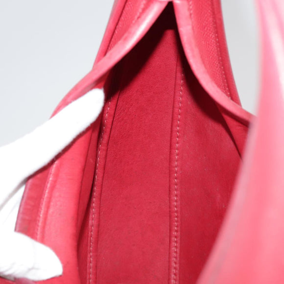 HERMES Foley Cognac Shoulder Bag Leather Red Auth 107703