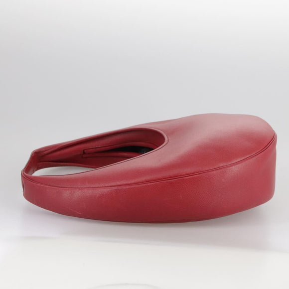 HERMES Foley Cognac Shoulder Bag Leather Red Auth 107703