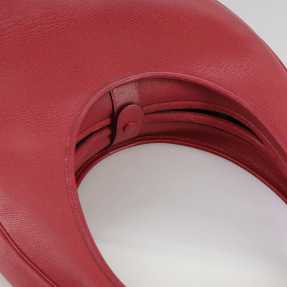 HERMES Foley Cognac Shoulder Bag Leather Red Auth 107703