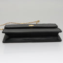 CELINE Chain Shoulder Bag Leather Black Gold Auth 107711V-5