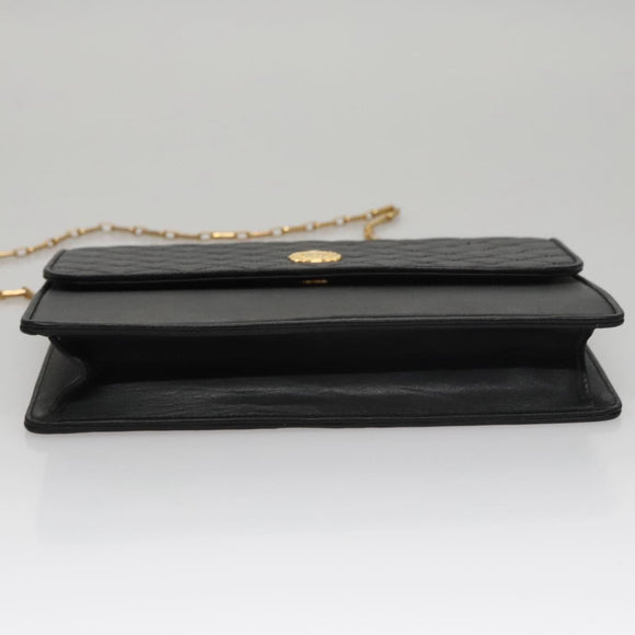CELINE Chain Shoulder Bag Leather Black Gold Auth 107711V