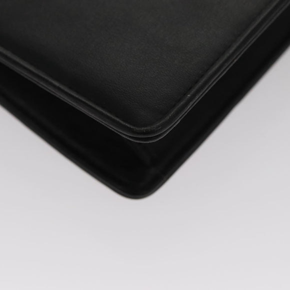 CELINE Chain Shoulder Bag Leather Black Gold Auth 107711V