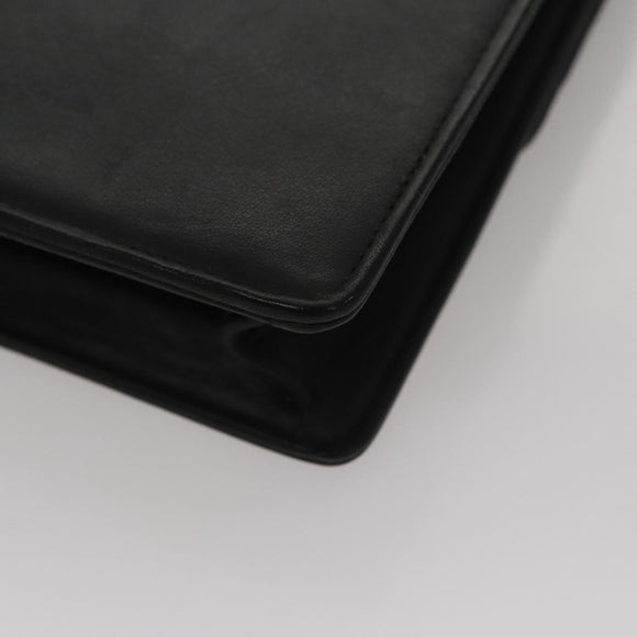 CELINE Chain Shoulder Bag Leather Black Gold Auth 107711V