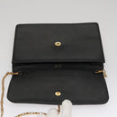 CELINE Chain Shoulder Bag Leather Black Gold Auth 107711V-10