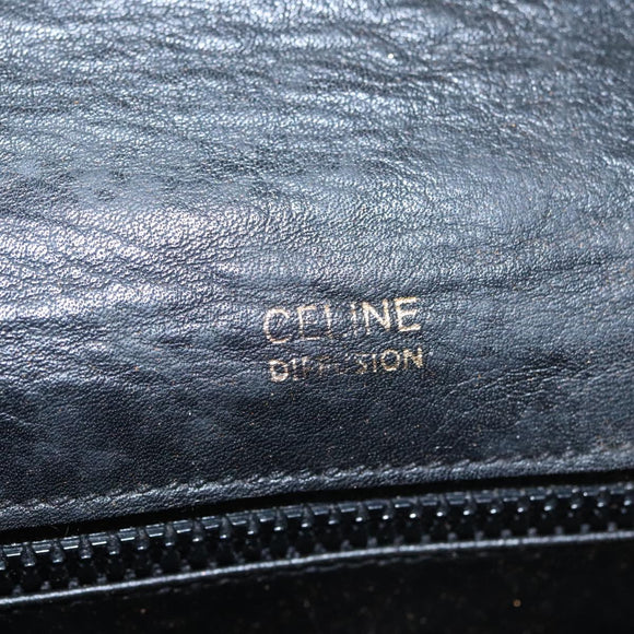 CELINE Chain Shoulder Bag Leather Black Gold Auth 107711V