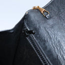 CELINE Chain Shoulder Bag Leather Black Gold Auth 107711V-21