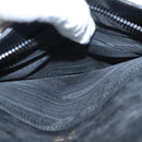 CELINE Chain Shoulder Bag Leather Black Gold Auth 107711V-22