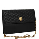 CELINE Chain Shoulder Bag Leather Black Gold Auth 107711V-1