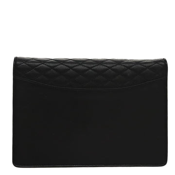 CELINE Chain Shoulder Bag Leather Black Gold Auth 107711V - 0