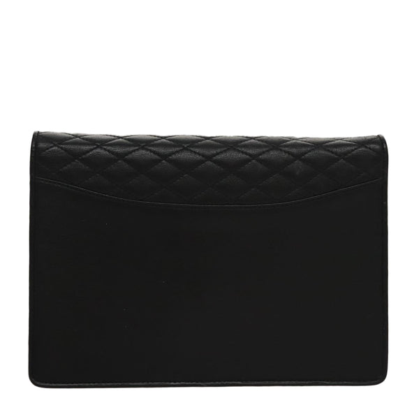 CELINE Chain Shoulder Bag Leather Black Gold Auth 107711V