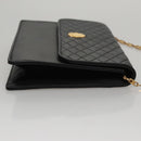 CELINE Chain Shoulder Bag Leather Black Gold Auth 107711V-3