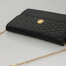 CELINE Chain Shoulder Bag Leather Black Gold Auth 107711V-6