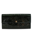LOUIS VUITTON Vernis Portefeiulle Sarah Long Wallet Bluenuit M93667 Auth 107764V-14