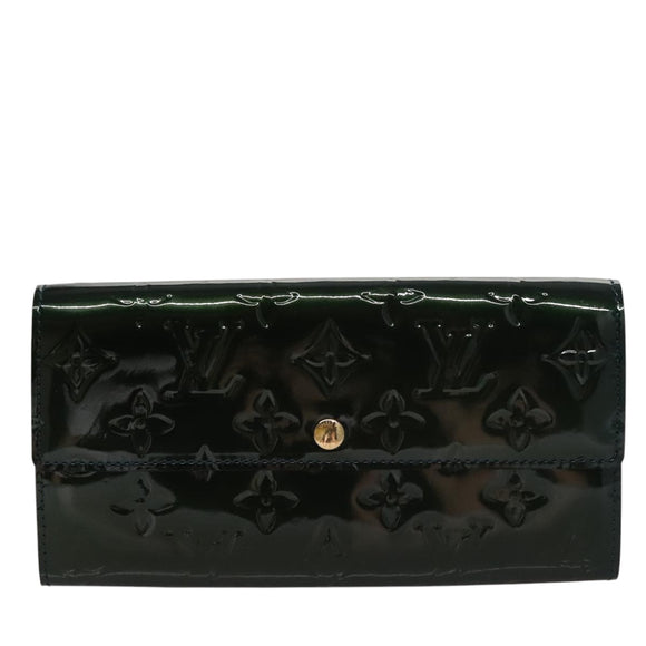 LOUIS VUITTON Vernis Portefeiulle Sarah Long Wallet Bluenuit M93667 Auth 107764V