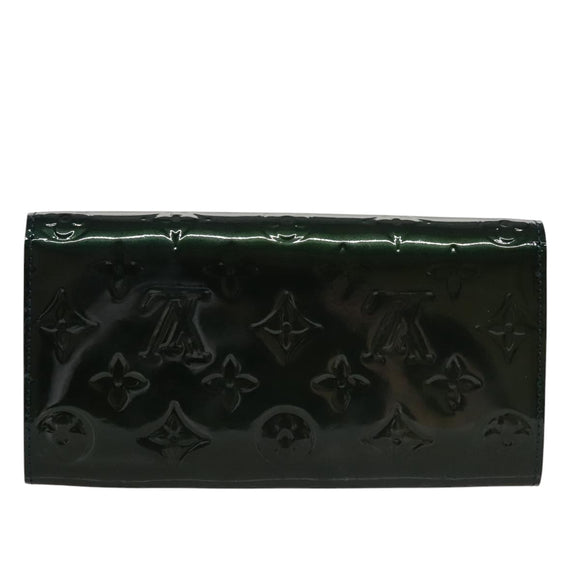LOUIS VUITTON Vernis Portefeiulle Sarah Long Wallet Bluenuit M93667 Auth 107764V