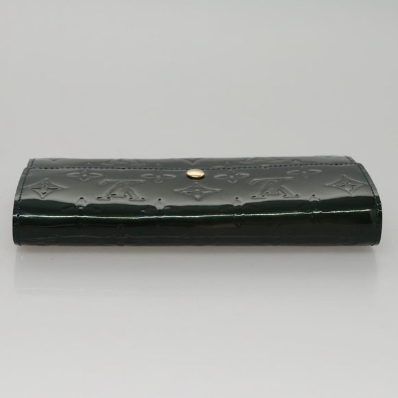 LOUIS VUITTON Vernis Portefeiulle Sarah Long Wallet Bluenuit M93667 Auth 107764V