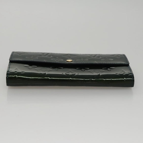 LOUIS VUITTON Vernis Portefeiulle Sarah Long Wallet Bluenuit M93667 Auth 107764V
