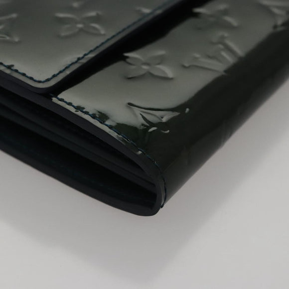 LOUIS VUITTON Vernis Portefeiulle Sarah Long Wallet Bluenuit M93667 Auth 107764V