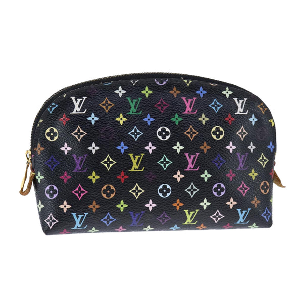 LOUIS VUITTON Monogram Multicolor Pochette Cosmetic Black M47355 LV Auth 107845