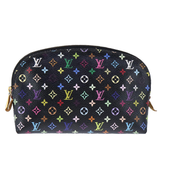 LOUIS VUITTON Monogram Multicolor Pochette Cosmetic Black M47355 LV Auth 107845