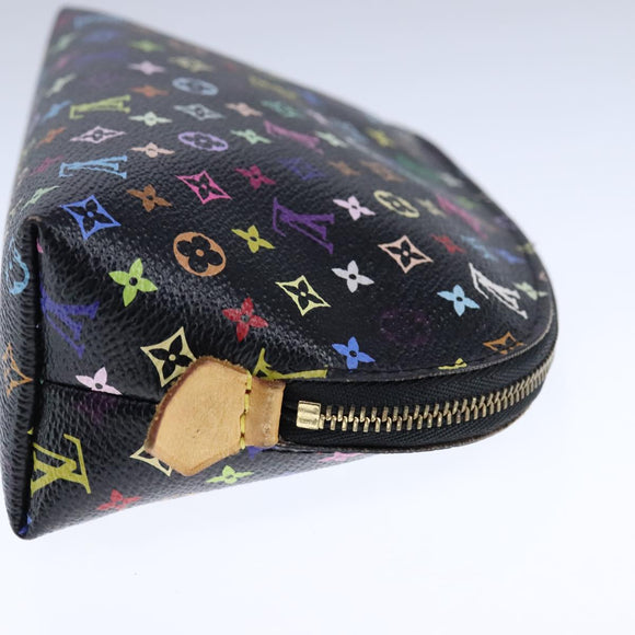 LOUIS VUITTON Monogram Multicolor Pochette Cosmetic Black M47355 LV Auth 107845