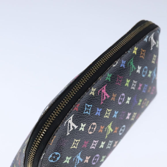 LOUIS VUITTON Monogram Multicolor Pochette Cosmetic Black M47355 LV Auth 107845