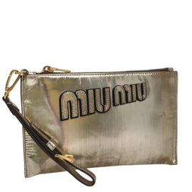 Miu Miu Clutch Bag Enamel Gold Auth 107847