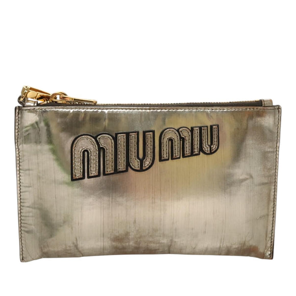 Miu Miu Clutch Bag Enamel Gold Auth 107847