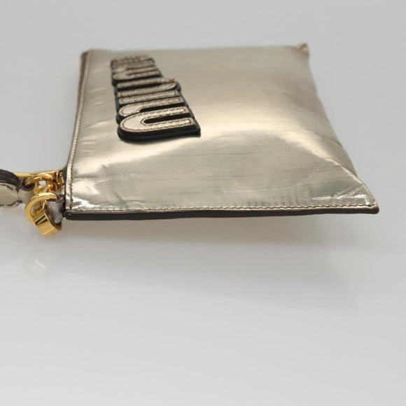 Miu Miu Clutch Bag Enamel Gold Auth 107847