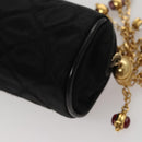 CHANEL Matelasse Pouch Nylon Black Gold CC Auth 107851-16