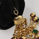 CHANEL Matelasse Pouch Nylon Black Gold CC Auth 107851-8