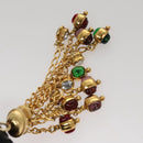 CHANEL Matelasse Pouch Nylon Black Gold CC Auth 107851-9