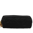 CHANEL Matelasse Pouch Nylon Black Gold CC Auth 107851-13