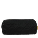 CHANEL Matelasse Pouch Nylon Black Gold CC Auth 107851-2