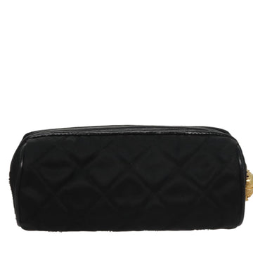 CHANEL Matelasse Pouch Nylon Black Gold CC Auth 107851 - 0