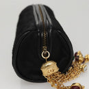 CHANEL Matelasse Pouch Nylon Black Gold CC Auth 107851-4