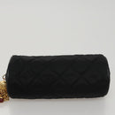 CHANEL Matelasse Pouch Nylon Black Gold CC Auth 107851-6