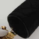 CHANEL Matelasse Pouch Nylon Black Gold CC Auth 107851-7