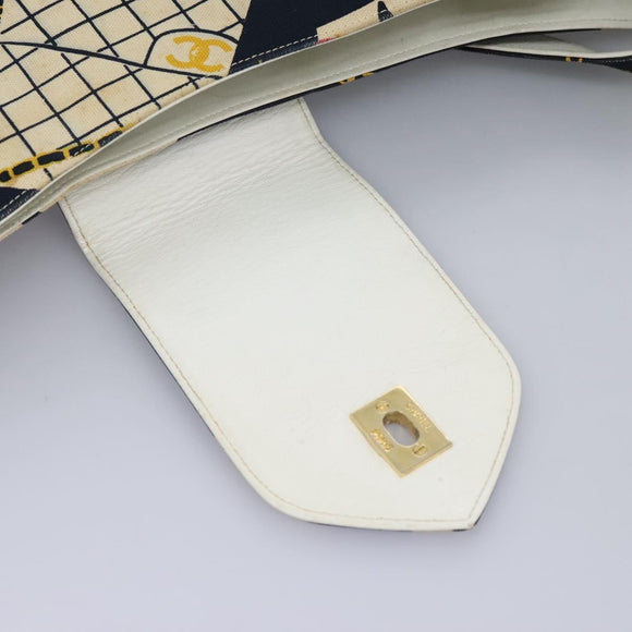 CHANEL Shoulder Bag Canvas Navy CC Auth 107861